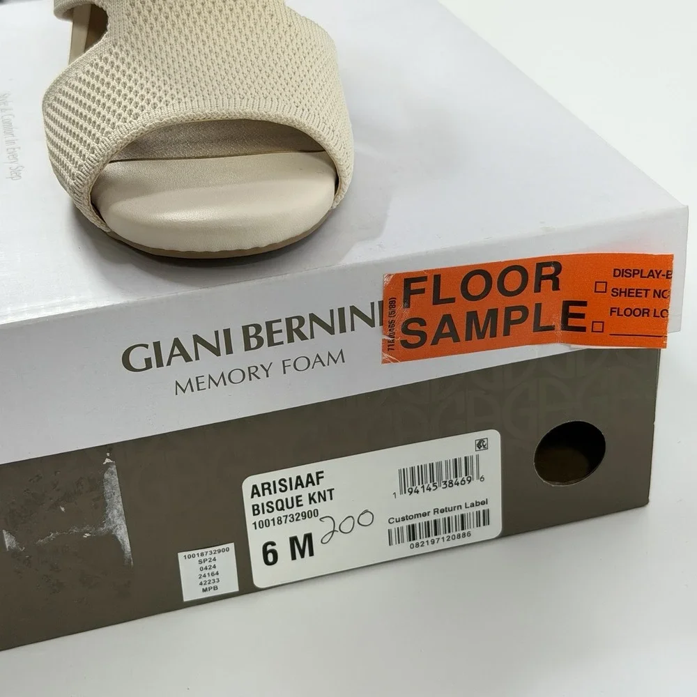 Giani Bernini Size-6M Womens Arisiaaf Knit Block Heel Beige Sandals Bootie